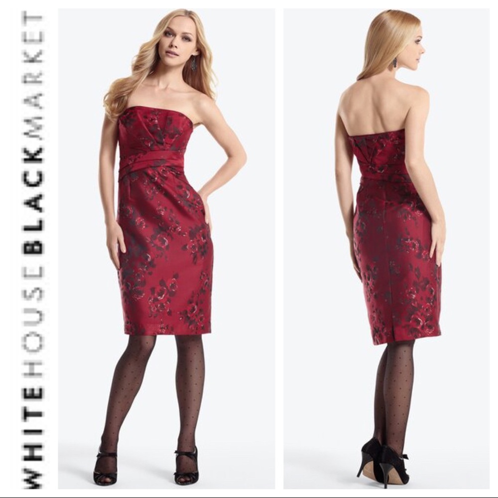 White House Black Market Strapless Red Dress